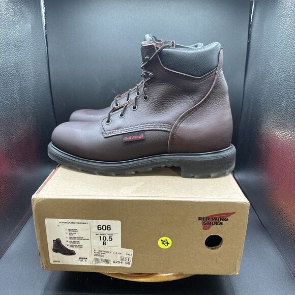 Red Wing 606 Supersole 2.0 Mens Size 10.5 B Work Boots Brown Leather Soft Toe - Picture 1 of 9